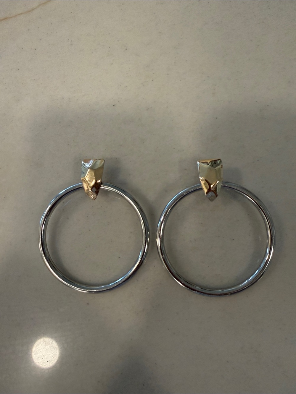 Zara Two-Tone Hoop Drop Earrings in Silver and Gold